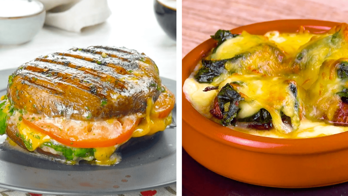 Six plats délicieux avec des champignons