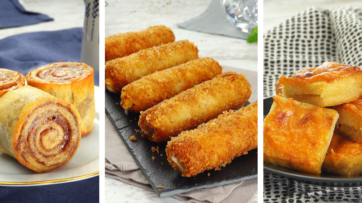 3 snacks simples avec du pain de mie | Roulés à la cannelle et bouchées au fromage